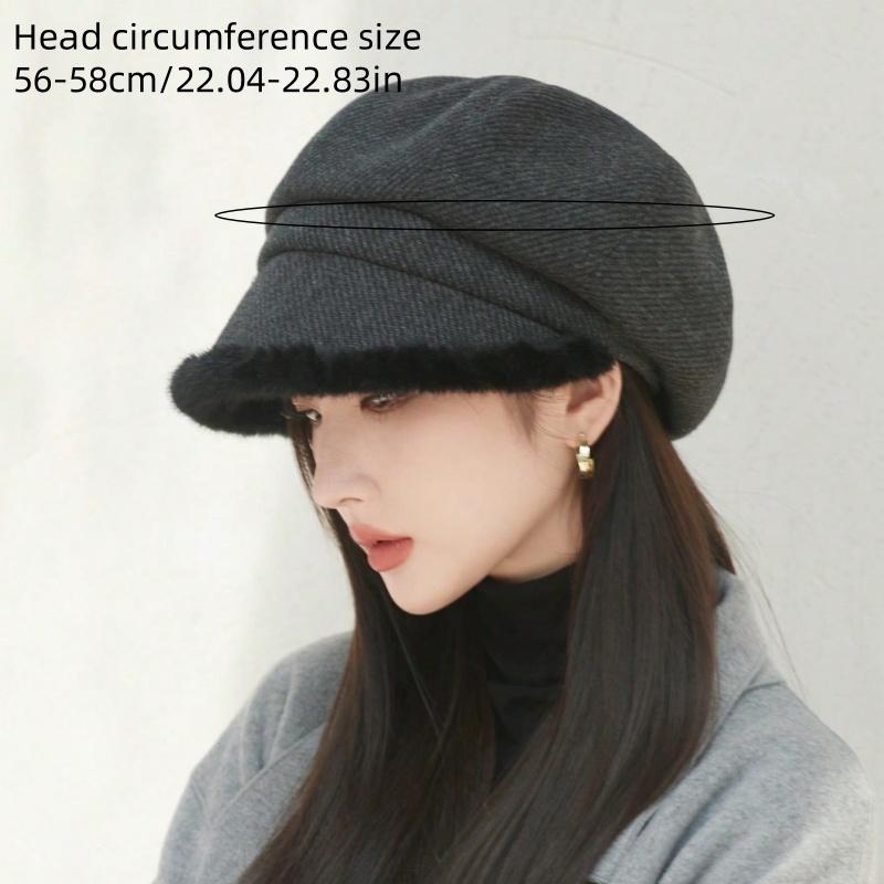 Women'S Elegant Korean Beret Hat - Non-Stretchy Structured Fit, Lightweight Warm Winter Cap for Everyday & Formal Outfits - Chic Cold Weather Accessory for Women, Cute Hats, Seasonal Fashion, Classic Design, Durable Construction, Stylish Headwear, Fashion