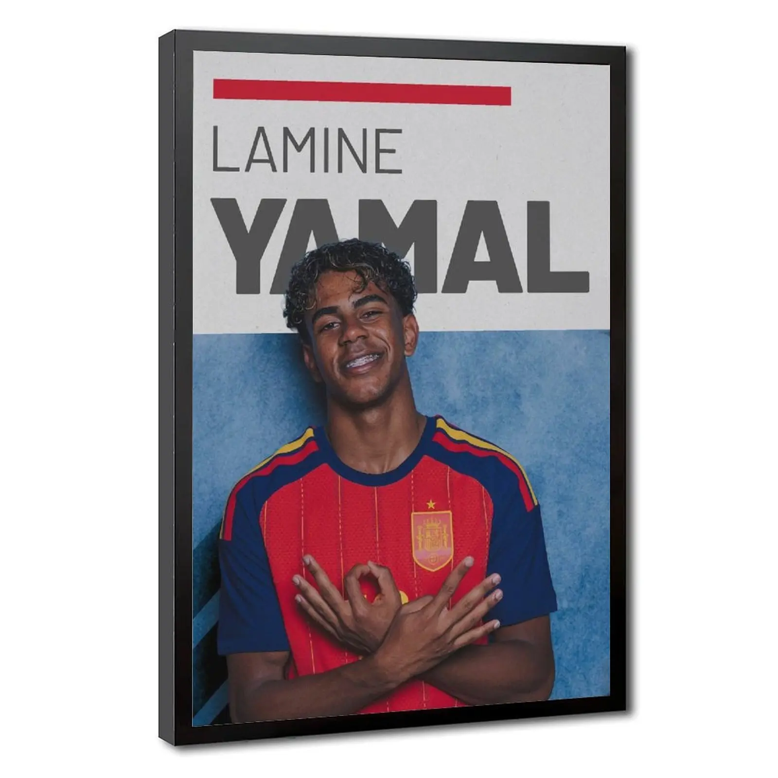 Lamine Yamal Soccer Star Framed Canvas Wall Art - Minimalist Hanging Artwork Print for Fans' Home Decor