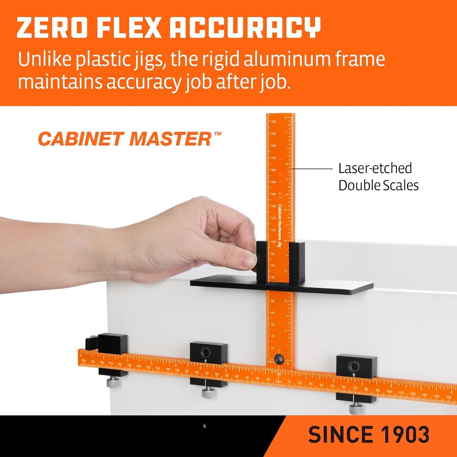 Cabinet Hardware Jig Tool -  Alloy & Double Scale Cabinet Handle Jig Template, Professional for Installing Door Drawer Front Knobs Handles & Pulls with 5mm Alignment Drilled Hole