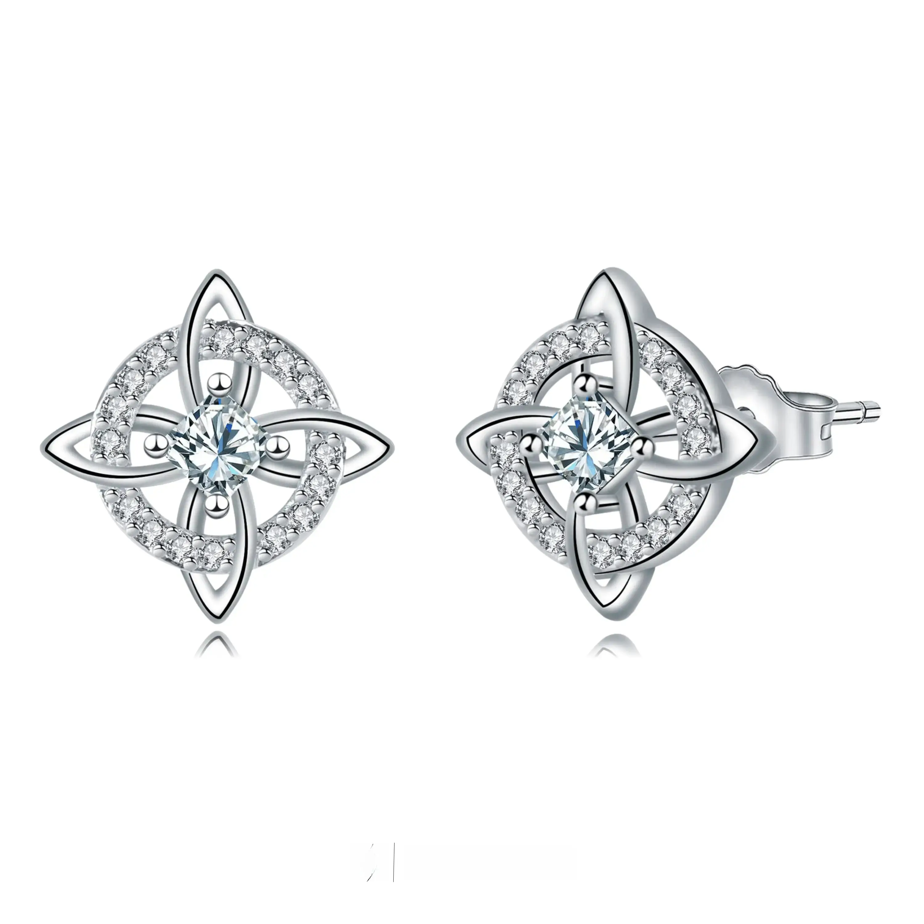 Women's Witches Knot Stud Earrings - Hecate Goddess Celtic Knot Design, Copper with Artificial Zirconia, Tetragrammaton Protection Amulet Jewelry, Fashion Accessories Gift for Women, Artificial Zirconia Earrings, Stud Earrings Jewelry