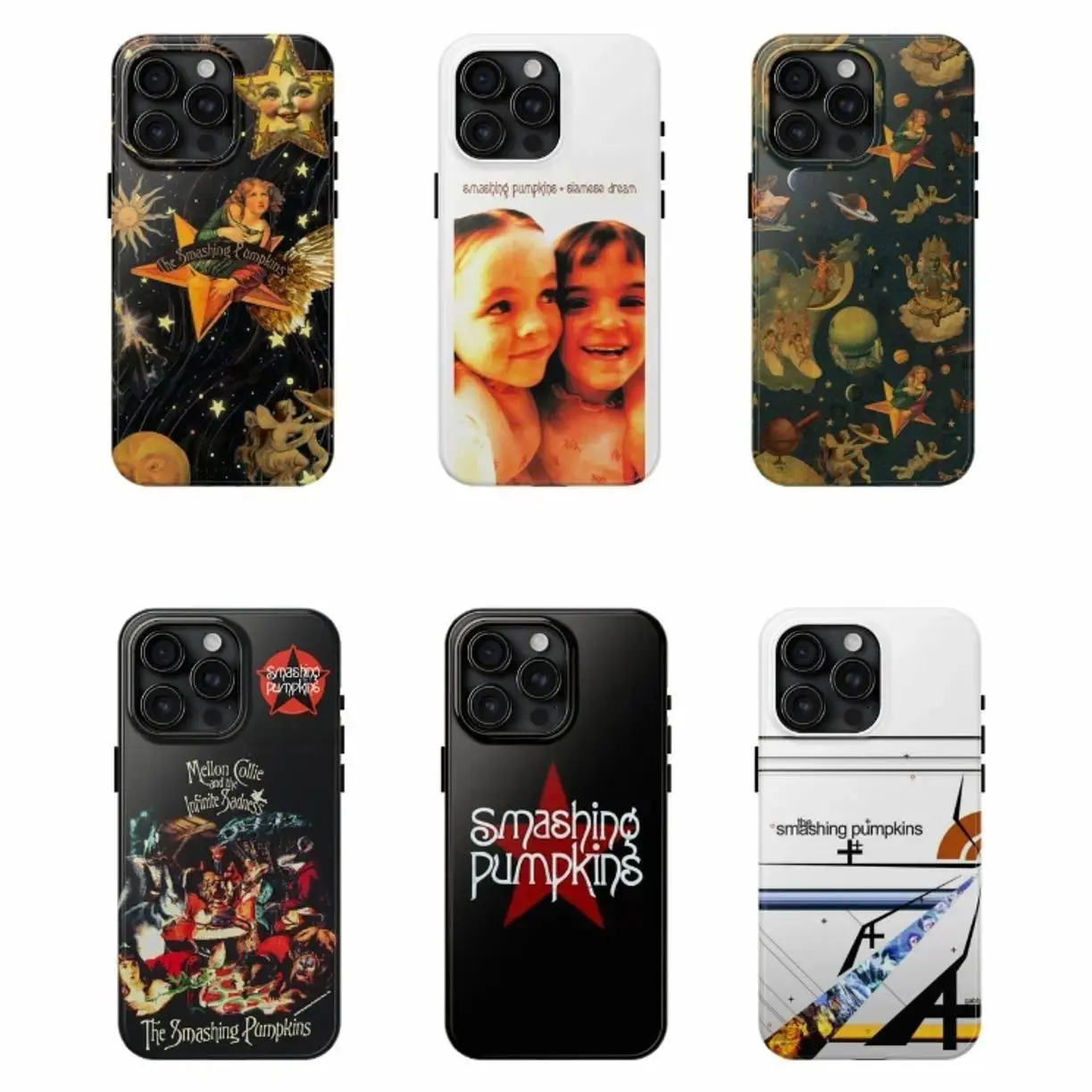 The S-Smashing P-Pumpkins Phone Case, Alternative Rock Band Aesthetic, Mellon Collie and the Infinite Sadness Inspired, 90s Grunge Rock Music Design, Suitable for iPhone 17-11 Pro Max/Plus and  Samsung Galaxy S23-25
