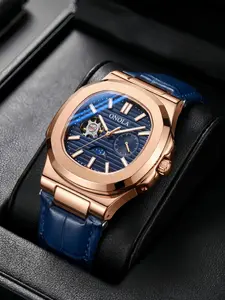 ONOLA Brand Men's Business Mechanical Watch, Open Heart Tourbillon Design, Automatic Winding, 3atm Waterproof, High-Quality, Perfect Christmas Gift, Analog Mechanical Watches