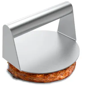 Stainless Steel Burger Press, 1 Count Round Smash Burger Press, Non-stick Smasher Hamburger Press, Patty Maker for Flat Top Griddle, Grill, Barbecue, Cooking, Kitchen Gadget, Kitchen Tool, Kitchen Tools and Gadgets