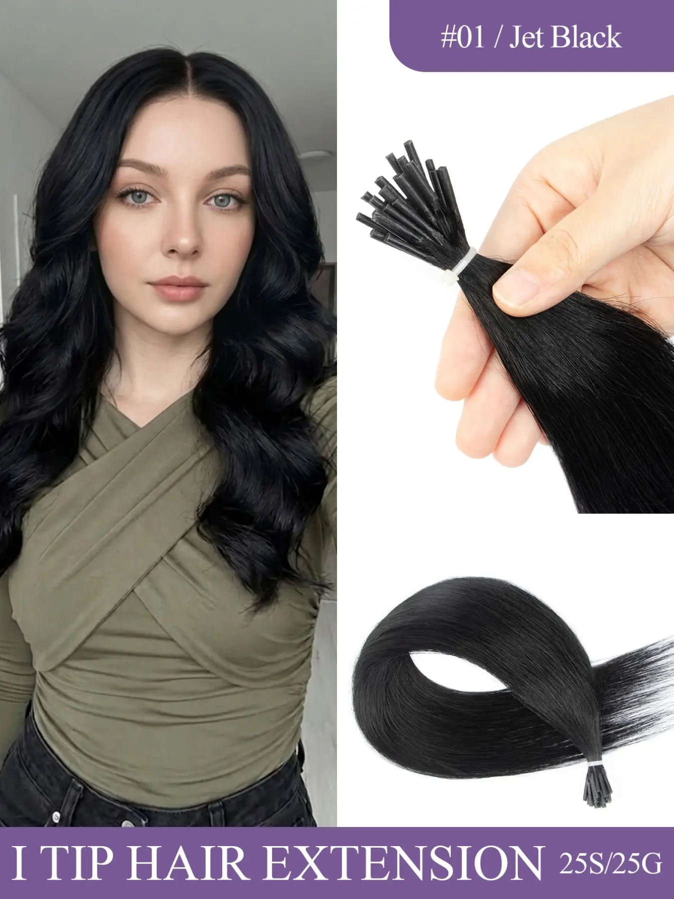 I-Tip Human Hair Extensions Microlink Cold Fusion Hairpiece Pre-Bonded Invisible Keratin Extensions For Thin Hair Women Seamless Blend Salon Quality Pre Bonded Stick Tip For Volume Length Wedding Daily Wear Natural Color