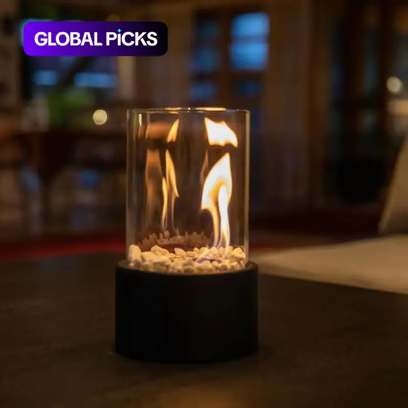 Table Fireplace with Protective Glass, 1 Count Warming Table Fireplace Heater for Indoor and Outdoor Use, Table Decoration and Heating, Balcony Decoration, Summer for Gift, Tabletop Fireplace #GLOBAL PICKS