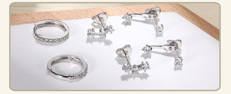 3 Pairs Earrings for Women , Earrings Stacks for Multiple Piercing Dainty Cartilage Huggie Hoop Earrings Hypoallergenic Small Cubic Zirconia Stud Hoop Earrings Set