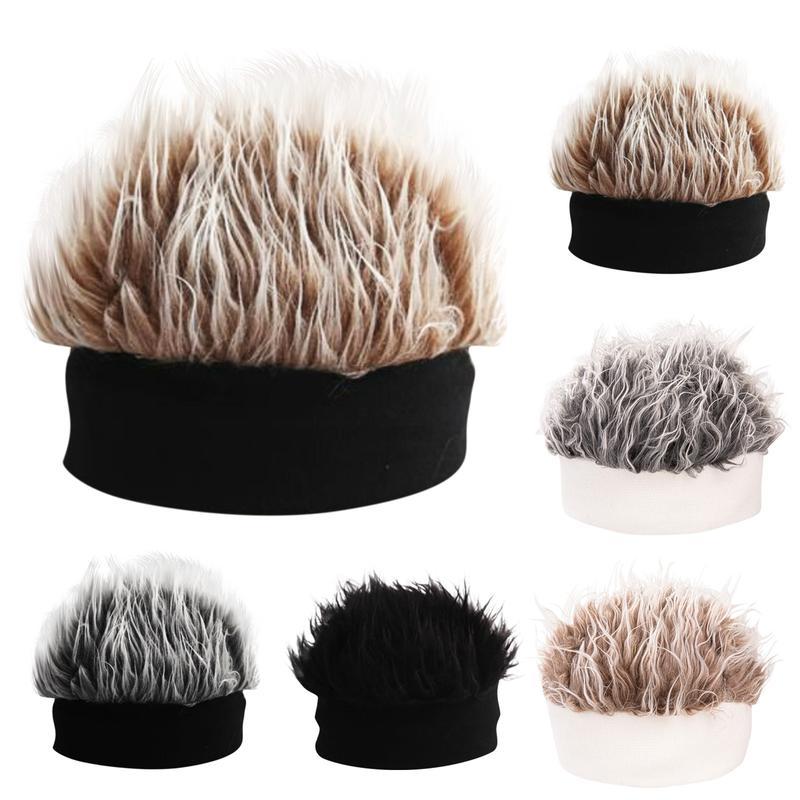 Hat Handsome Simulation Wig Short Hair Retro Hip Hop Spoon Sugar Free Melon Skin Black Gang Landlord Party Favours 2025 New