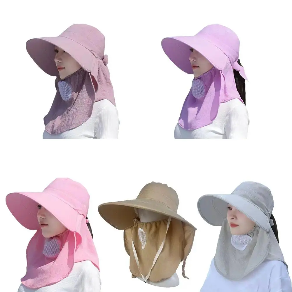 Outdoor Summer Sun Hats UV Protection Hunting Fishing Cap Women Hiking Camping Visor Bucket Hat Neck Flap Fisherman Hat