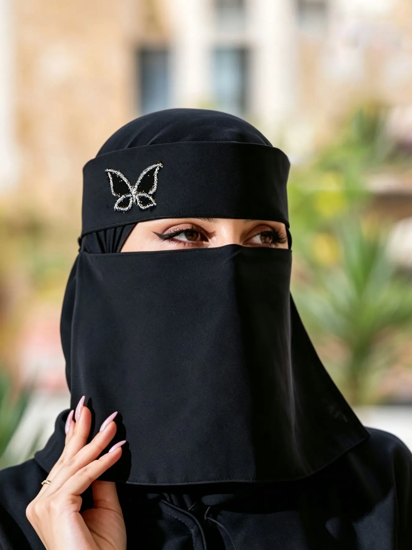 Bow Gold Binding Sunscreen Veil, Soft Skin-Friendly Mask, Comfortable Breathable Niqab, Muslim Women's Face Covering for Summer Daily Wear