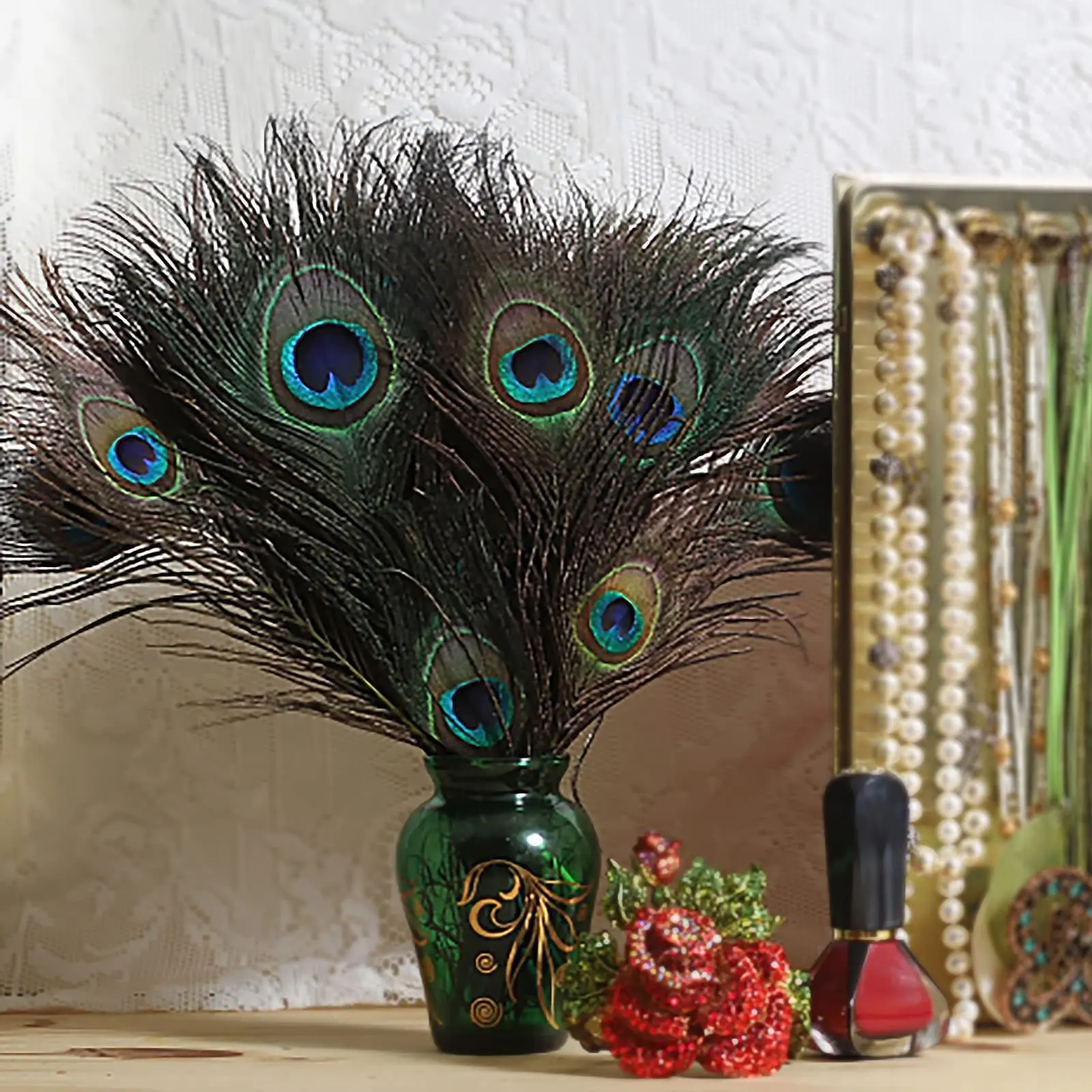 18 Natural Peacock Feathers with Eye Spots, 10-12 Inches, Ideal for Weddings, Art Crafts, Home Decor, Vases, Christmas Decorations, Festive Decoration