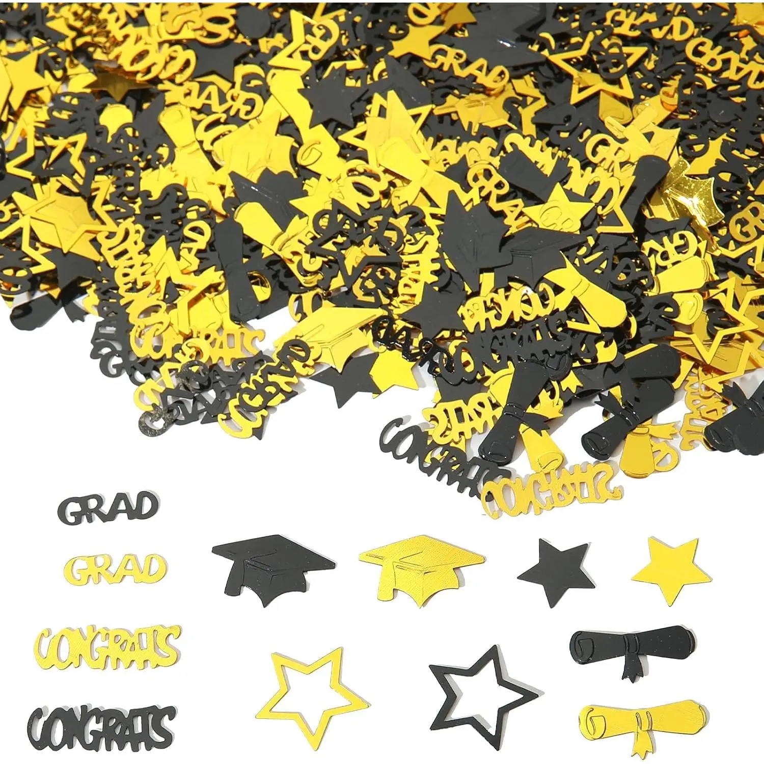 2500 count/100g Graduation Confetti Decorations, Black  Metallic Foil 2026 Congrats Grad Table Confetti Glitter Sprinkles Sequin for Graduation Party  Decoration