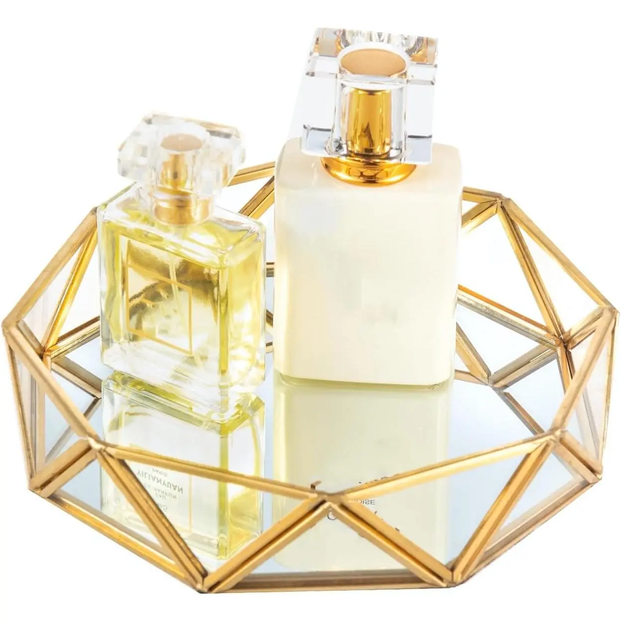 Small  Glass Perfume Tray  Trinket Organizer Tray Ornate   Makeup Display Decorative Tray for  Decor Dresser Tabletop Countertop (7inch)