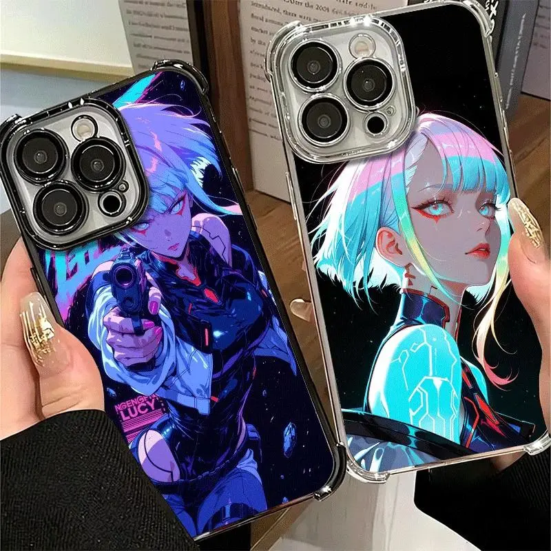 Cyberpunk: Edgerunners Anime Lucy Plating Casing, Protective Phone Case for iPhone 17 Air, 16, 15, 14, 13, 12, 11 Pro Max Plus - Compatible with Smartphone, Handheld, Cellphone Devices