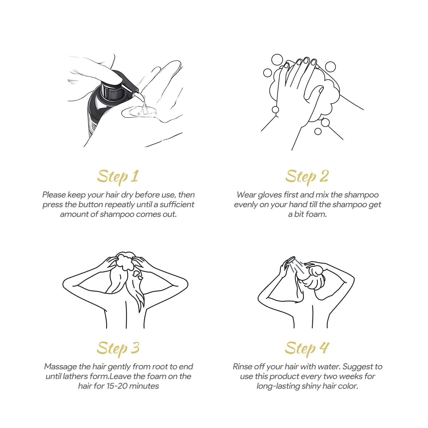 Black Hair Dye Shampoo 3 in 1 for Gray Hair, Hair Color Shampoo for Women Men Grey Hair Coverage 150ml