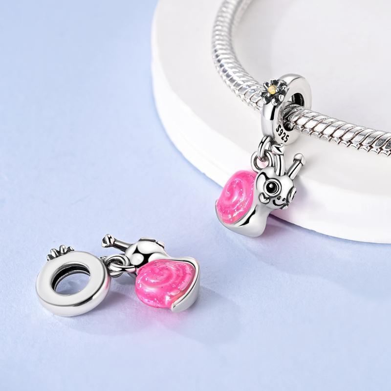 Pink series Charms Plata De Ley 925 Original Heart Pet Cat Dog Bow Handbag luggage Charm Beads Fits Bracelet DIY Jewelry Making