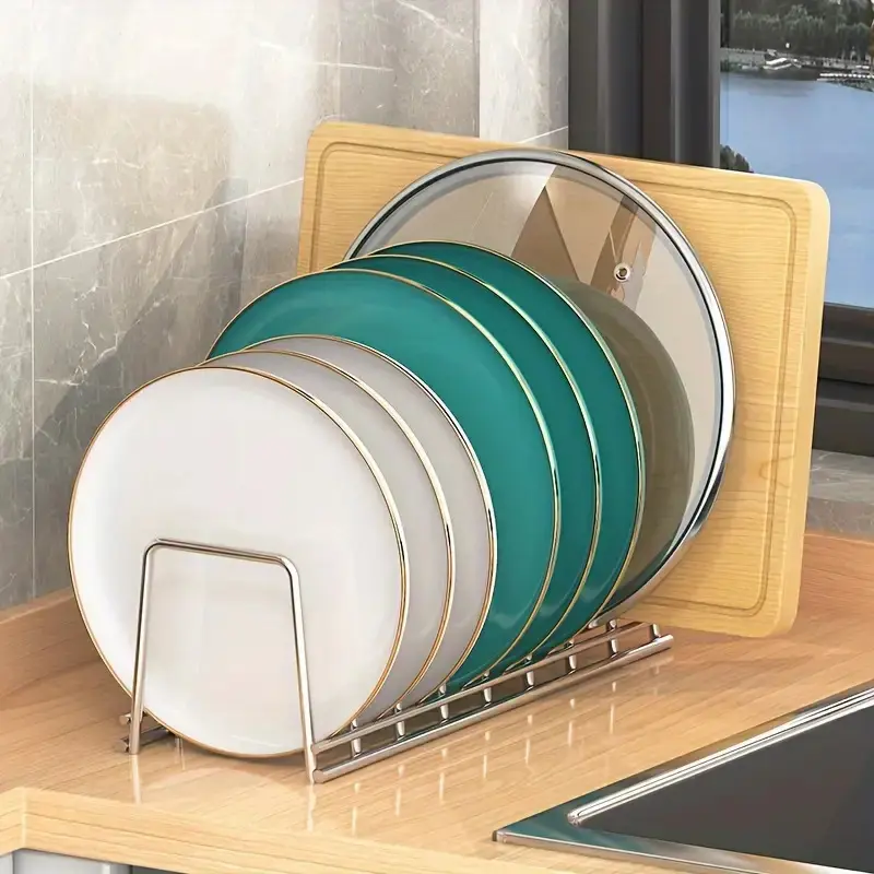 1pc Space-Saving Metal Pot Lid Storage Rack - Wall-Mounted with Adhesive, Multi-Layer Hanging Rack for Cabinet Door Storage, Stylish Modern Design, Perfect for Organizing Cookware, Kitchen Accessories, and Storage