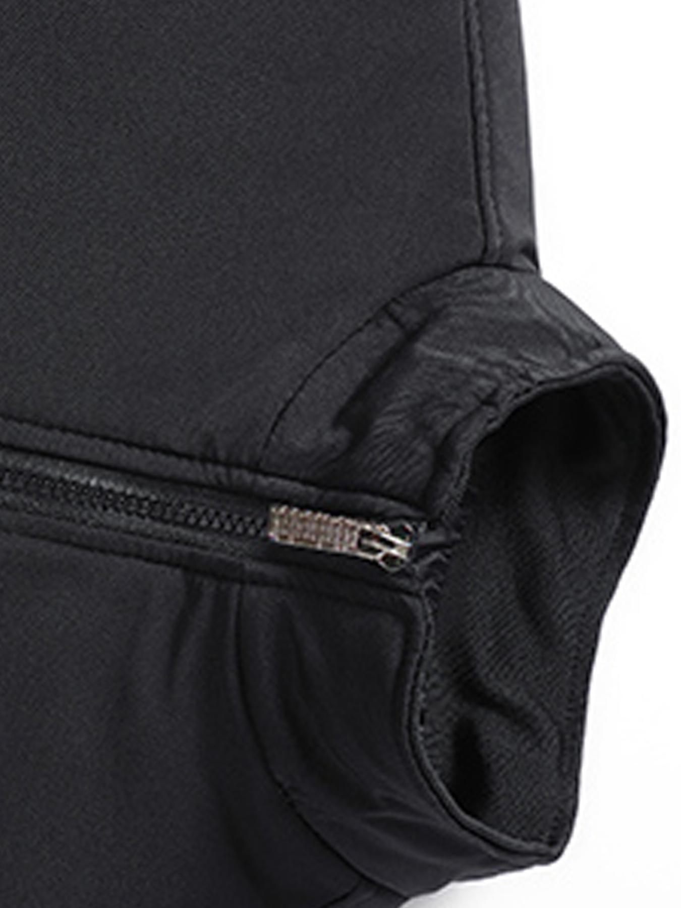 Men's Solid Color Plain Zip Up Thermal Lined Jacket Coats, Regular Fit Fitted Casual Long Sleeve Short Outerwear for Fall & Winter, Men's Clothes for Daily Wear