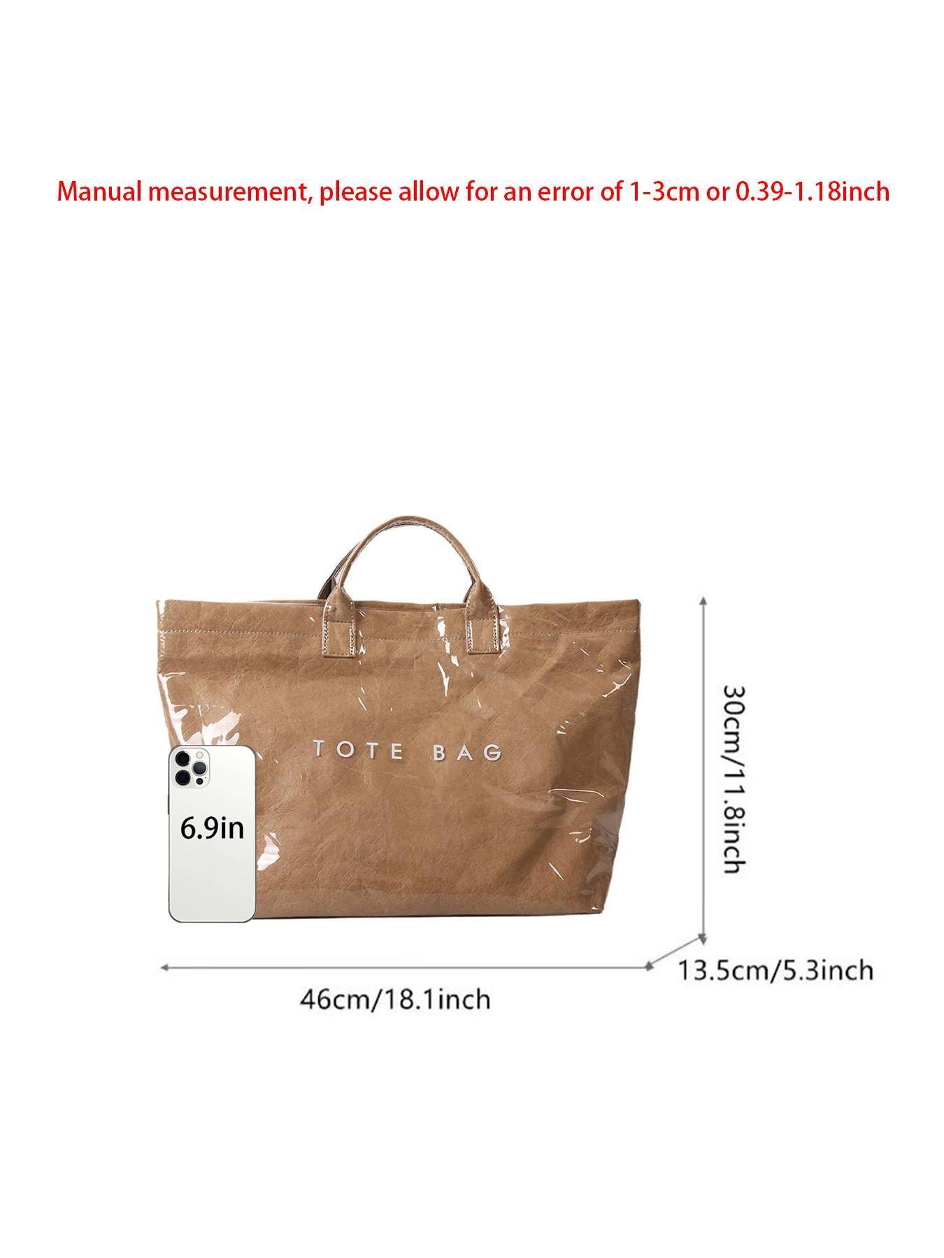 Fashionable Solid Color Tote Bag, Large Capacity Bag for Women & Men, Casual Trendy Versatile High-quality Daily Commuting Bag, Girl Fashion Bag