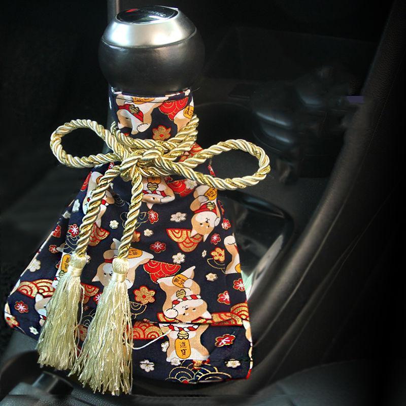 Universal Car Accessories Pattern Style Canvas Katana Shift Lever Knob Cover Dust Cover Racing Samurai Sword Shift Knob Collars