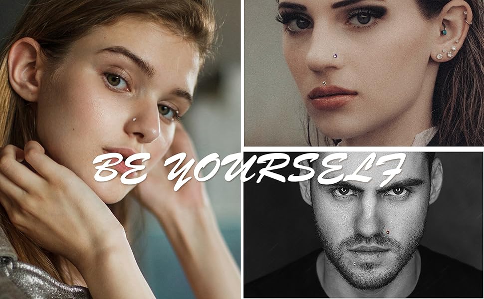 ZELORES 8PCS 20G Nose Ring Studs 316L Stainless Steel Nose Studs for Women L Shaped Bone Cubic Zirconia Nose Piercing Jewelry Round Square Shapes Nose Stud 2-3MM