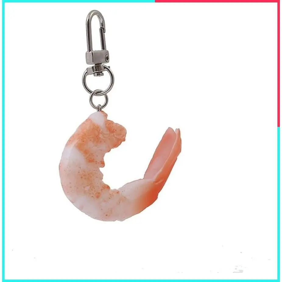 Mini Simulated Orange Shrimp Keychain for Men Women, Creative Novelty Stylish Food Key Ring Pendant