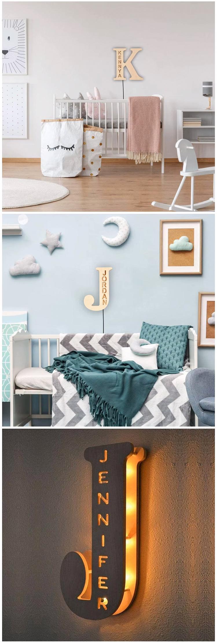 Custom Wooden LED Letter Lights, Personalized Name Night Light, Engraved Wood Wall Decor Lamp for Home & Gifts