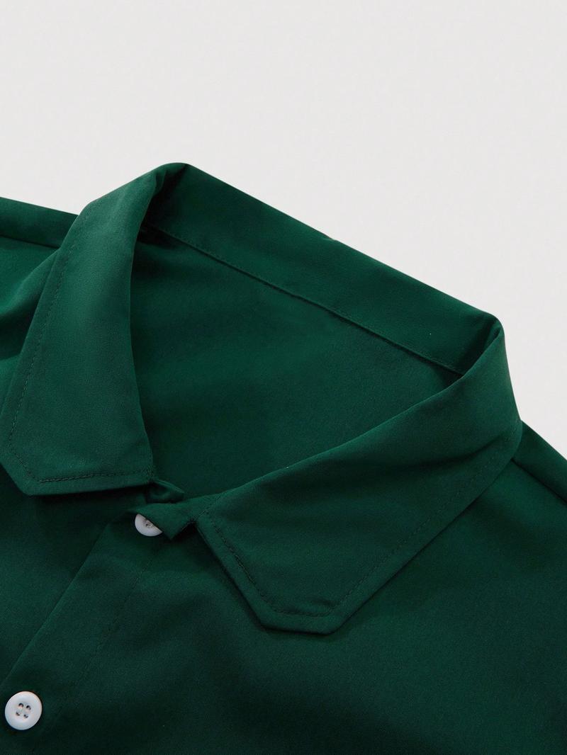 Men's Short Sleeve Shirt, Casual Loose-Fit Woven Fabric, Vintage Style Button-Up Design, All Season Wearable