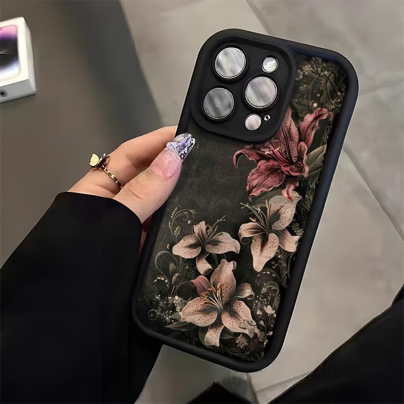 Decadent Lily Pattern Phone Cases for iPhone 17 Pro Max 16 15 14 13 12 11  TPU Shockproof and Stain-Resistant Protective Soft Case