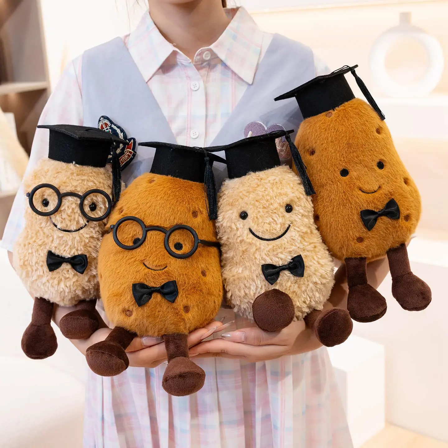 Graduation cute peanut potato doll doctor hat plush doll toy student gift souvenir plus logo