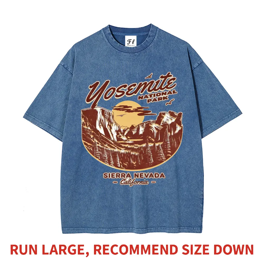 Men's Yosemite National Park Graphic T-Shirt, Vintage Washed Heavyweight Cotton Top That Retains Shape with a Stylish Oversized Boxy Fit, Shortsleeve, Casual, Tops, Diy Projects, Vintage Shirts, Loose-Fit Oversized Men's Short-Sleeve T-Shirts
