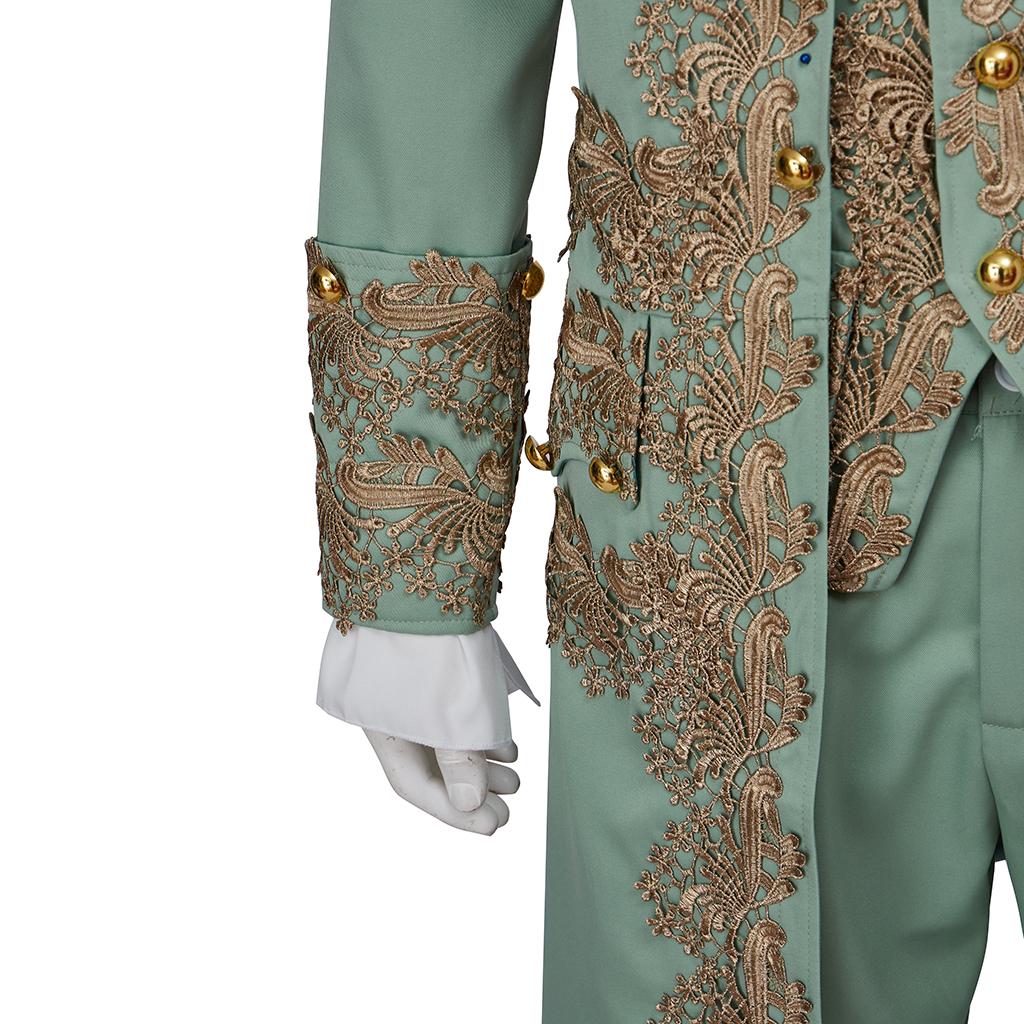 Men's Light Green Medieval Uniform Full Set Vintage Renaissance Knight Outfit Historical Reenactment Costume LARP Ranger Attire Cosplay Suit for Halloween Theme Party Renaissance Fair Stage Performance