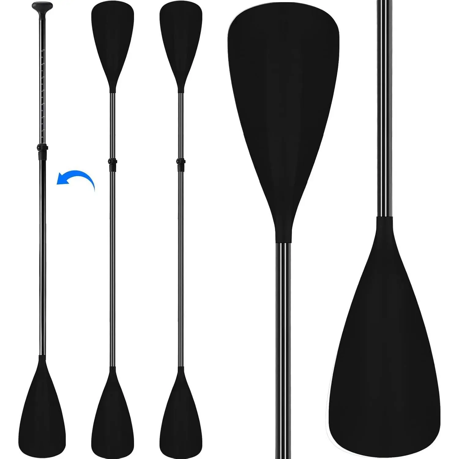 2 Set of 4 Pieces SUP Paddle Board Paddle Adjustable Lightweight Stand up 2 Use Oar for Paddleboard Kayak Boat Aluminum Alloy Shaft Detachable Floating Oars