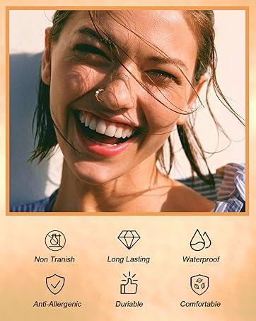 MILACOLATO Septum Nose Rings Hoops - 316L Surgical Steel Septum Rings CZ Opal Silver 14K Plated Gold Hoop Nose Ring for Women 16G/18G Clicker Cartilage Earring Conch Daith Nostril Piercing Jewelry 8mm/10mm 8Pcs