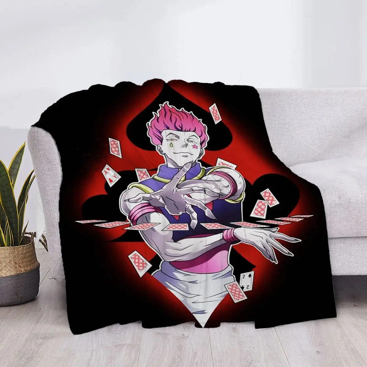 Hunter X Hunter Hisoka Anime Flannel Throw Blanket - Soft All-Seasons Multi-Size Camping Sleeping Gear for Bedroom Sofa, Sports & Outdoor Gift
