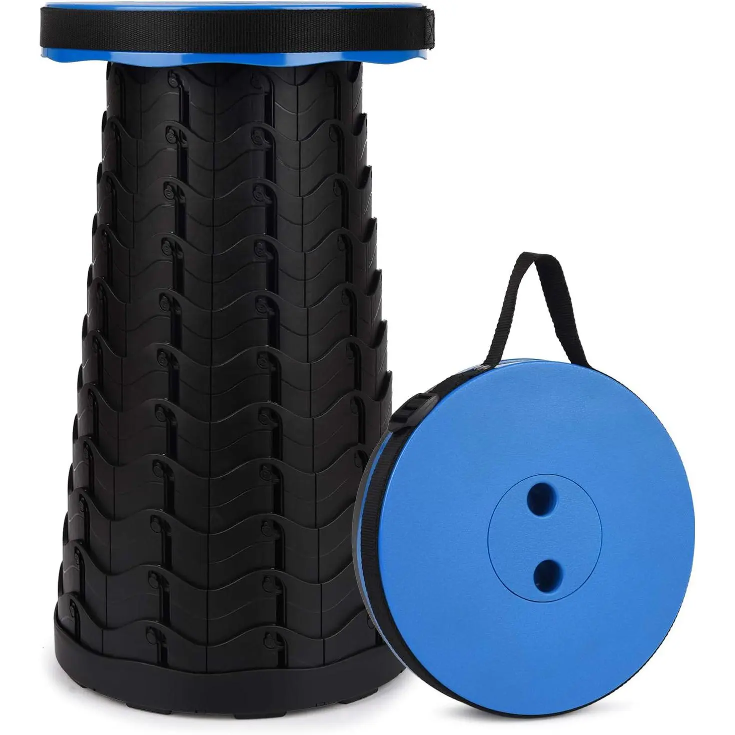 Upgraded Collapsible Extendable Stool - Adjustable Seat Height, 9.84*17.72in Telescopic Size, 500lbs Max Load, Portable Design, 3-Year Warranty, Camping Folding Chairs for Outdoor Camping, BBQs, Gardening Hiking Gear