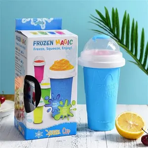 Reusable Freeze Squeeze Slushie Cup, DIY Homemade Smoothie & Ice Cream Bottle for Summer Drinks