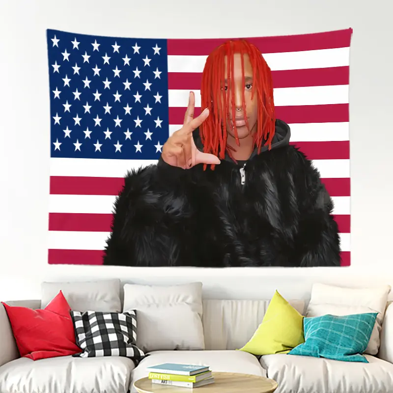 1pc "Nine Evils" American Flag "Underground Hip Hop" Rap Art Print Tapestry Home Music Art Decor Wall Hanging Suitable for Bedroom Dorm Living Room Home Decoration Tapestry Outdoor Indoor Music Banner Decoration Ideal Christmas Holiday Gift