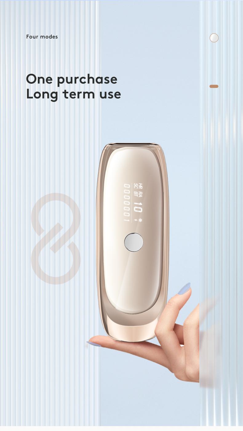 IPL Laser Hair Removal Device with Sapphire Ice-Cooling Technology for Women & Men, Painless & Long-Lasting Hair Remover for Full Body Use at Home, Safe on Face, Bikini Line, Armpits