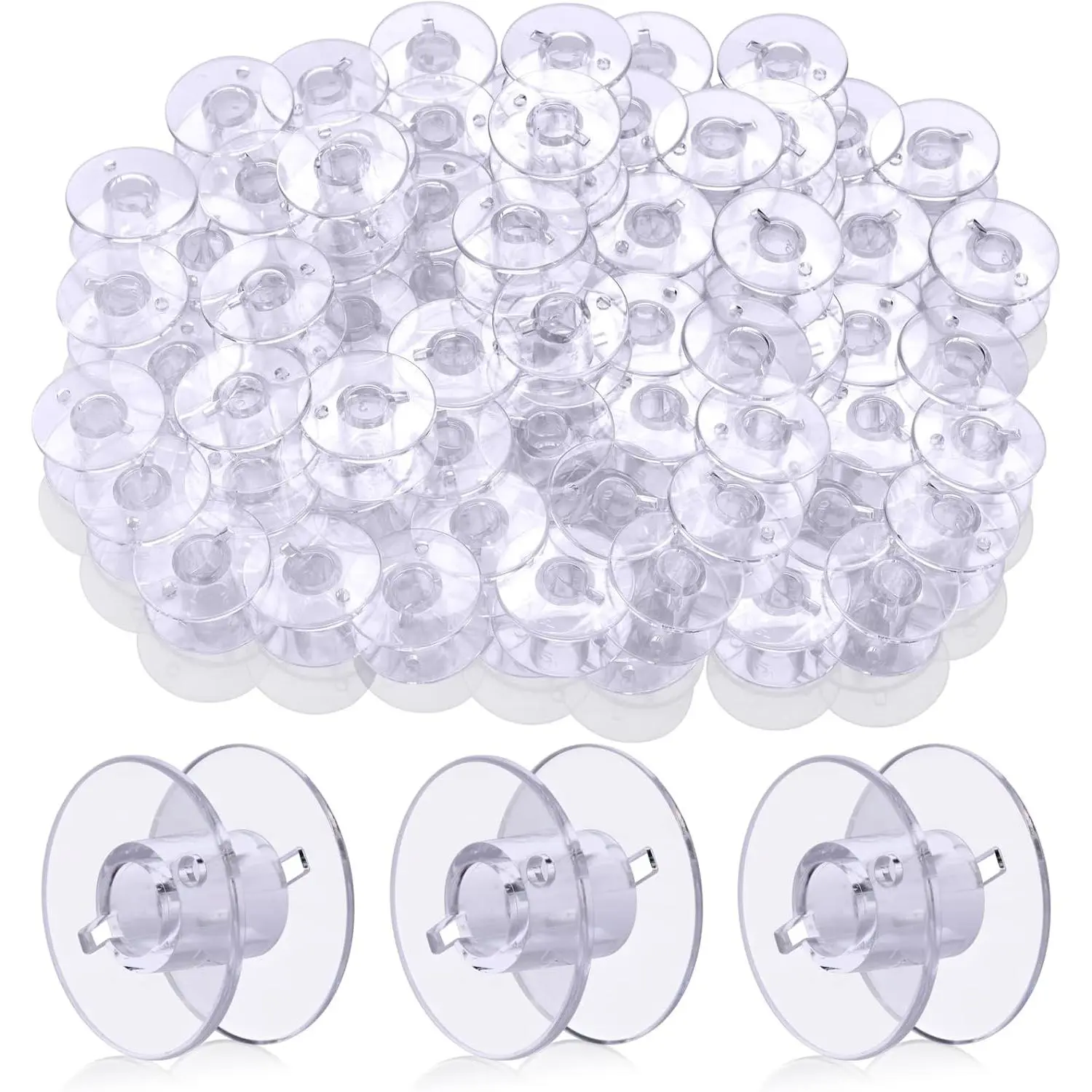100 count Bobbins for Sewing Machine- , Sa156 Bobbin, 15j bobbins, Bobbins Class 15, Sewing Machine Bobbins,Sewing Accessories, Plastic Bobbins(100 pcs)