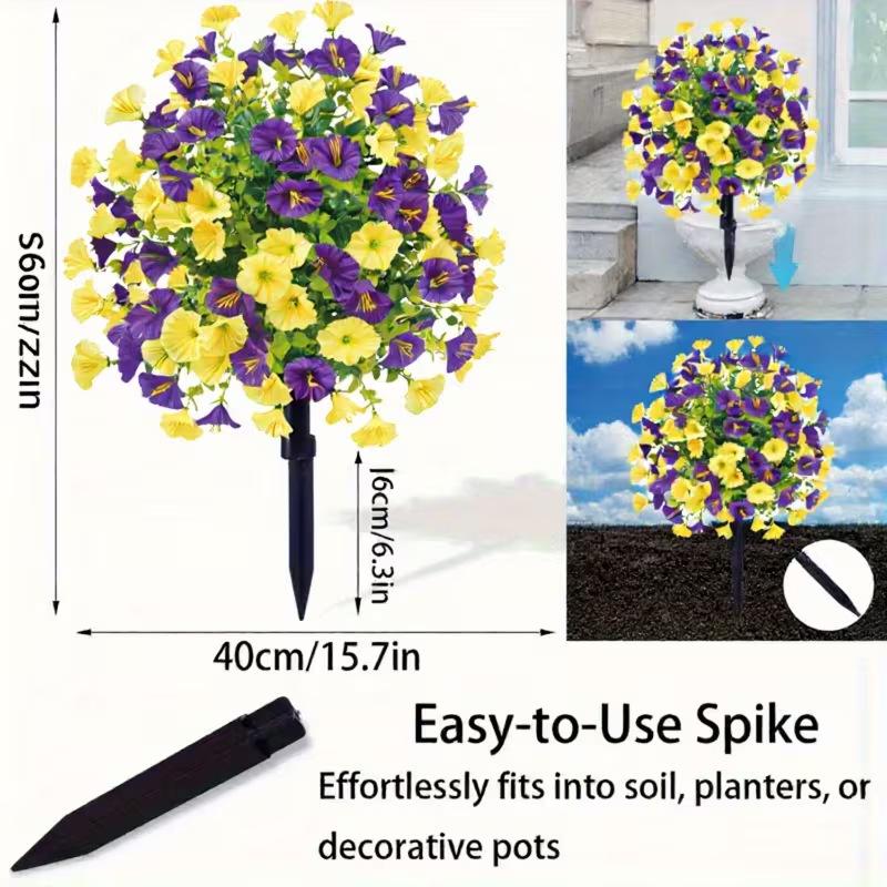 Artificial Flower Trumpet Flower With Ground Stake For Garden Decoration, Eucalyptus Artificial Flower Decoration, Artificial Green Plant, Suitable For Garden, Courtyard, And Outdoor Decoration