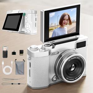 Flip Screen Retro Camera for Teens, Cute Pocket Digital Camera with Filters, Student Camera, Entry-Level Digital Camera with Memory Card, Perfect Gift for Christmas, Back to School & New Year
