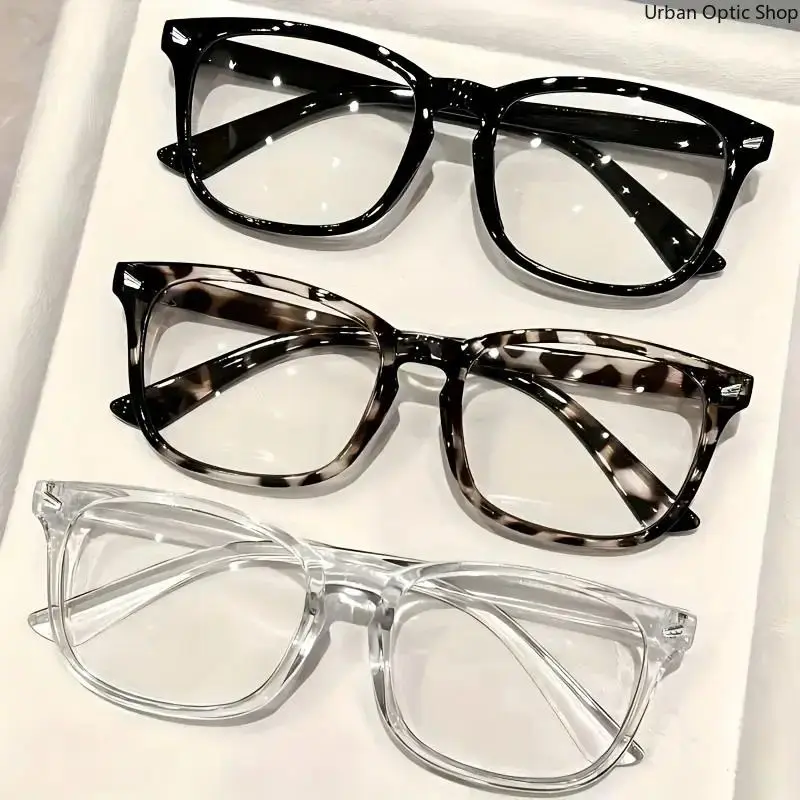 XUH 3 Pack Women's Minimalist Full Rim Eyeglasses Set, Clear Lens Lightweight Stylish Fashion Eyewear, Non-Prescription Glasses for Everyday Wear Office Casual Outfit Coordination
