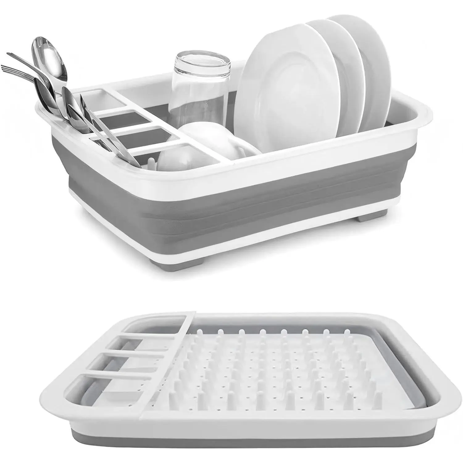 Collapsible Bowls, Plates, and Dishes Drainer, Portable Space-Saving Dish Rack for Kitchen, RV, Campers, and Travel Trailers