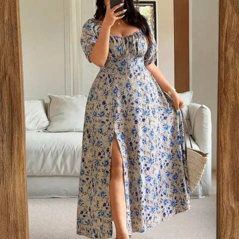 Summer Floral Print Fashion Loose Boho Dress, Stylish and Comfortable, Perfect for Casual Wear, Ideal for Warm Weather, Boho Printed Dress