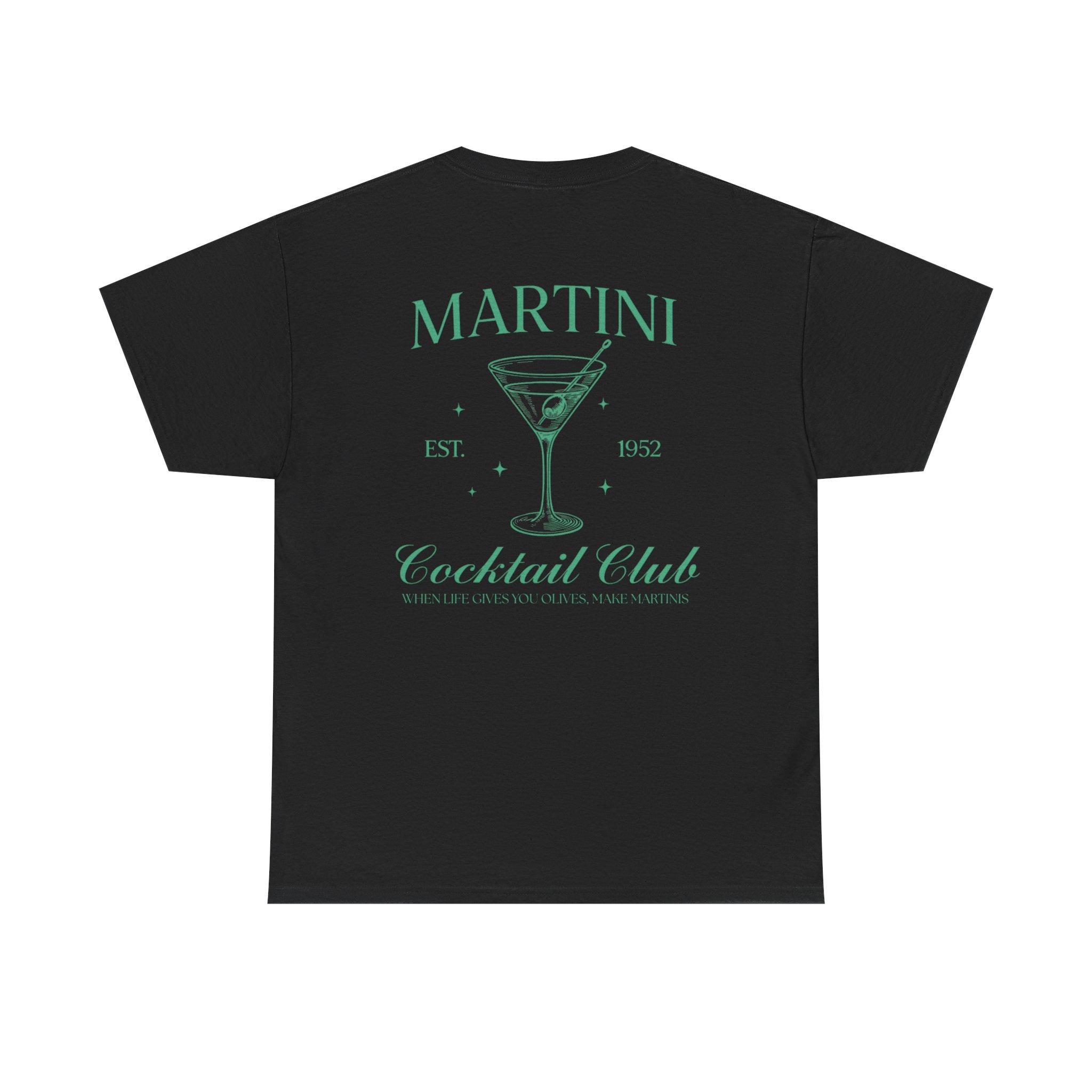 Martini Cocktail Club Graphic Tee, Vintage Aesthetic Short Sleeve, Summer Bar & Brunch Outfit