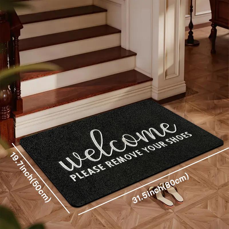 Welcome Please Remove Your Shoes Doormat Versatile Non-Slip Flannel Mat for Entryways Game Rooms Laundry Living Areas Machine Washable Lightweight Durable Ideal for Holidays Home Decor Entryway Mat Decorative Doormat Soft Texture Mat