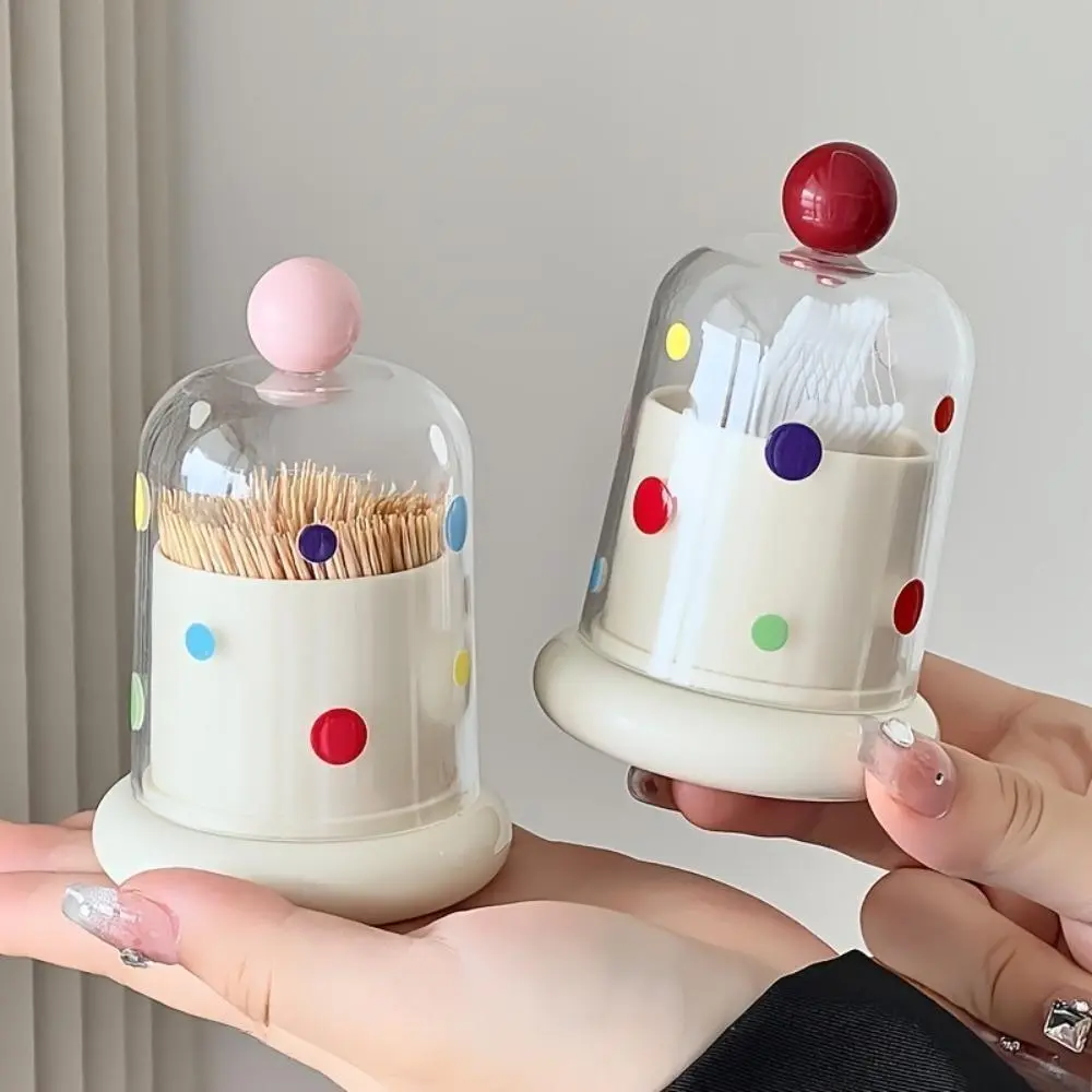 Polka Dot Acrylic Storage Jars (2 Pack), Lightweight Minimalist Water Proof Organizer with Dome Lid for Bathroom Vanity, Retro Decorative Gift