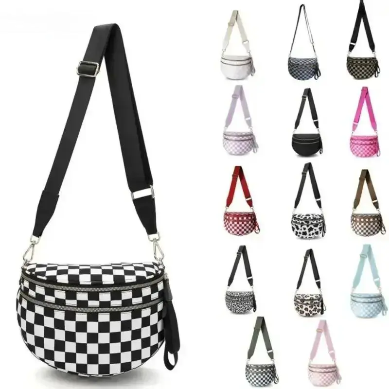 Women's Y2K Checkered Nylon Fanny Pack, Adjustable Strap Crossbody Belt Bag Lightweight Waist Bags Versatile Bum Bag,backpacks for school,cute backpacks for school,bookbag,school backpack