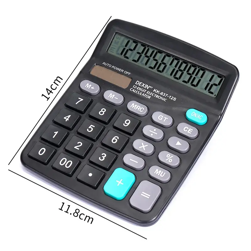 Standard Calc - Large 12-Digit LCD Display Calculator, ABS Plastic, Solar & Battery Dual Power, Requires AA, for Home & Office Basic Desktop Use