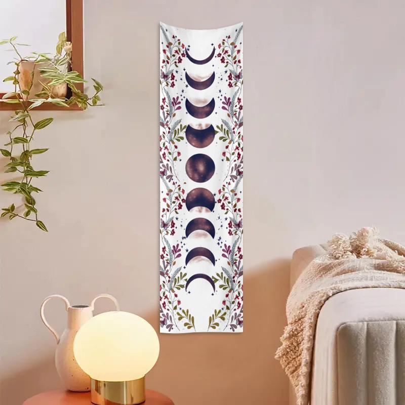 Mushroom Flower Butterfly Moon Phase Pattern Tapestry, Home Decor Accessories Psychedelic Wall Art Hanging Blanket, Wall Decor, Bedroom Accessories, Wall Tapestries, Tapestry Wall Mural, Living Room